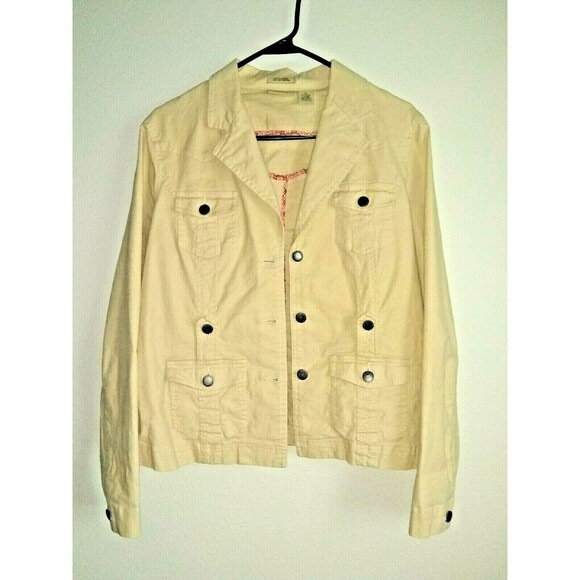 Ruff Hewn Blazer Button Front Linen Blend Tan Women's Size Medium - Picture 2 of 4